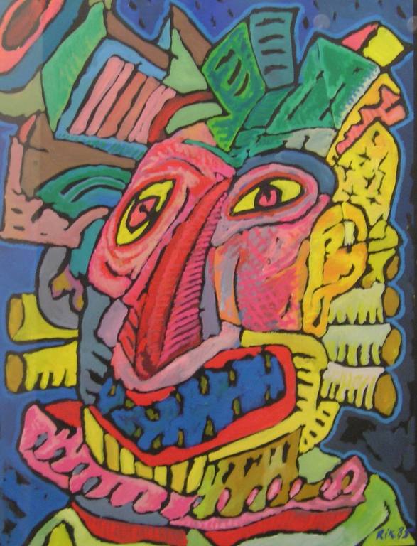 Rik van Iersel, acryl op papier, Personage verkocht voor € 225!