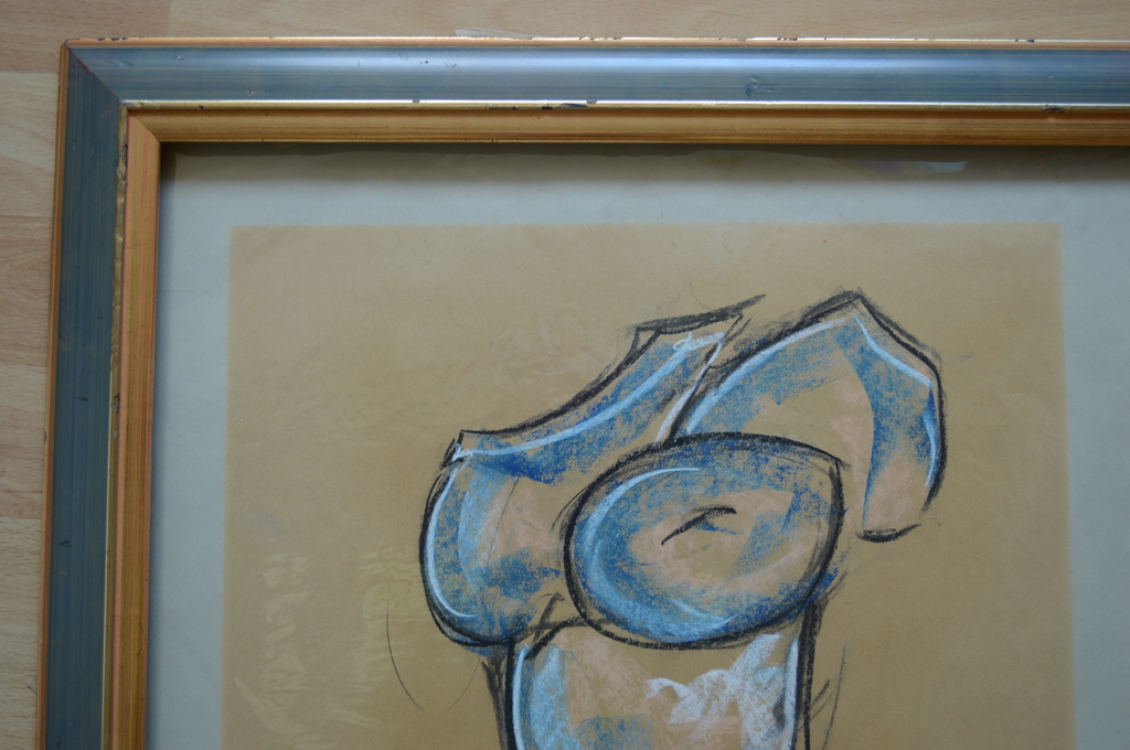 Luc Ledene ( Veurne (B) 1955- naakt, krijt 61x36 - 1995 kopen? Bied vanaf 45!