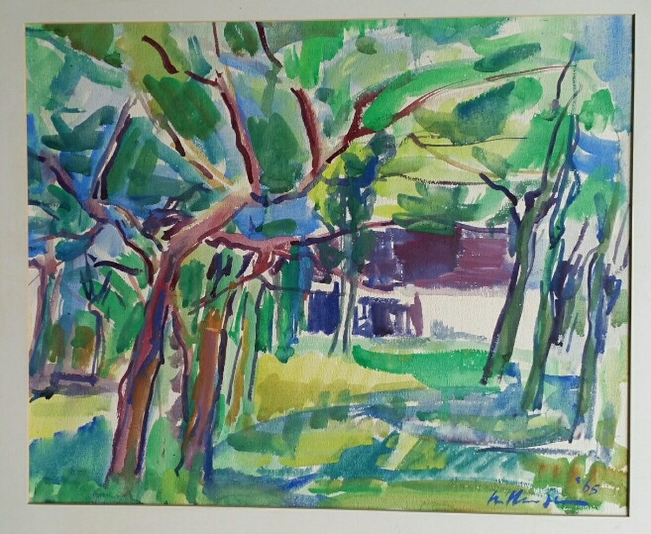 Onbekend, Aquarel, Bosgezicht verkocht voor € 79!