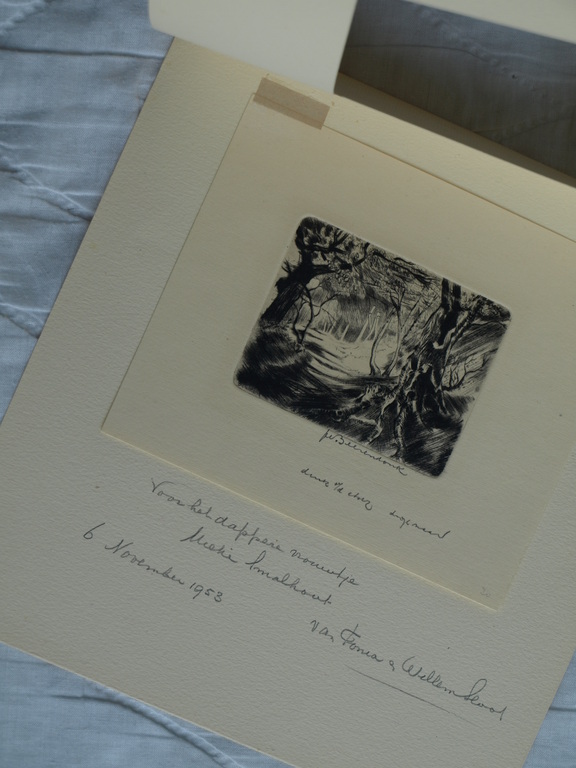 Theo Beerendonk (1905–1979) : Ets, droge naald - Bos – gesigneerd – ca 1950 kopen? Bied vanaf 25!