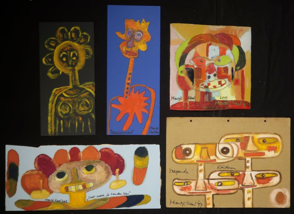 Lot met 5x olieverf en collage op karton van Meertje Kaal kopen? Bied vanaf 1!