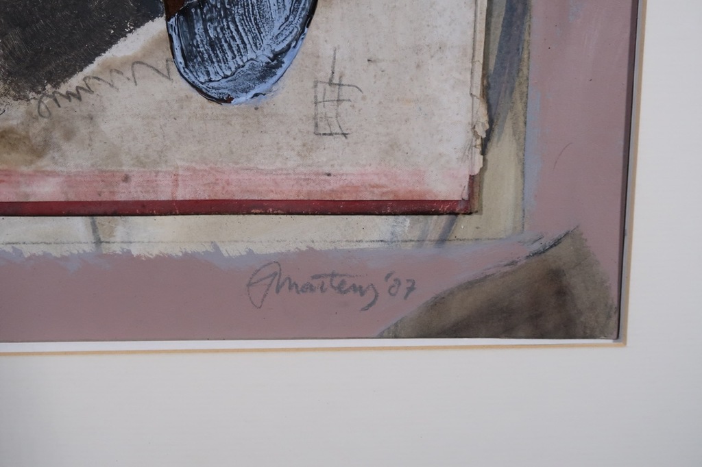 Jan Martens: Assemblage, Stof en IJzer op karton, Z.T. kopen? Bied vanaf 80!