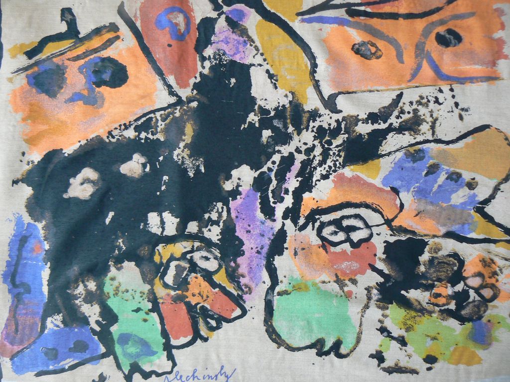 Pierre Alechinsky, textielprint schilderij 1958 uniek object Cobra kopen? Bied vanaf 990!