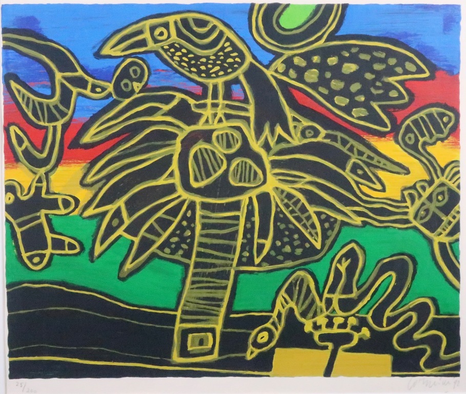 Corneille: Zeefdruk, Oiseau né du paysage II - Ingelijst kopen? Bied vanaf 120!