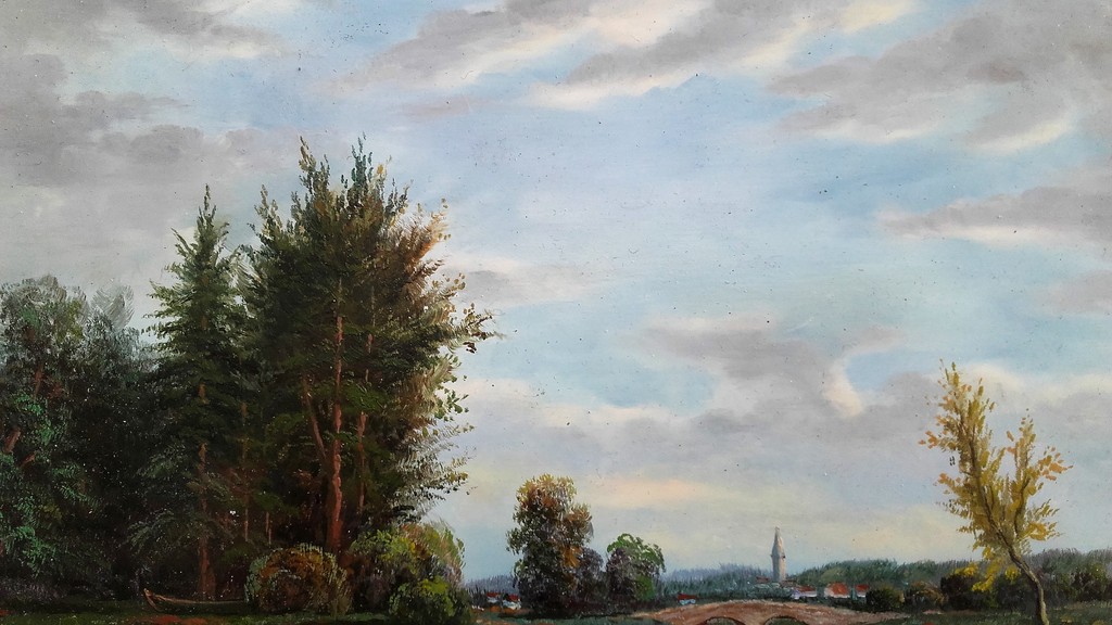 Landschap - Olieverf op Paneel - Gesigneerd kopen? Bied vanaf 1!