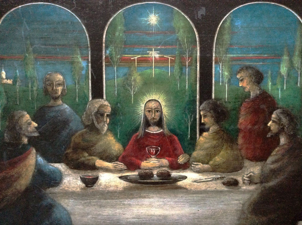 LAATSTE KANS! Nicolaas Huppes - Het Laatste Avondmaal - olieverf op hout, 1961 kopen? Bied vanaf 150!