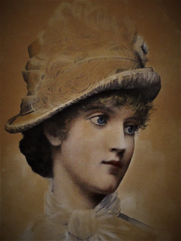 Fraai omstreeks 1900 geschilderd Pastel "Jonge dame met hoedje" W. Seymour  kopen? Bied vanaf 1!