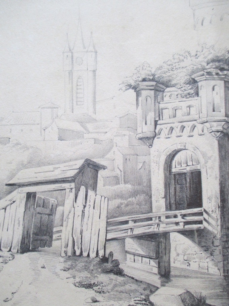 Onbekend, tekening slotgracht, 1845 kopen? Bied vanaf 35!