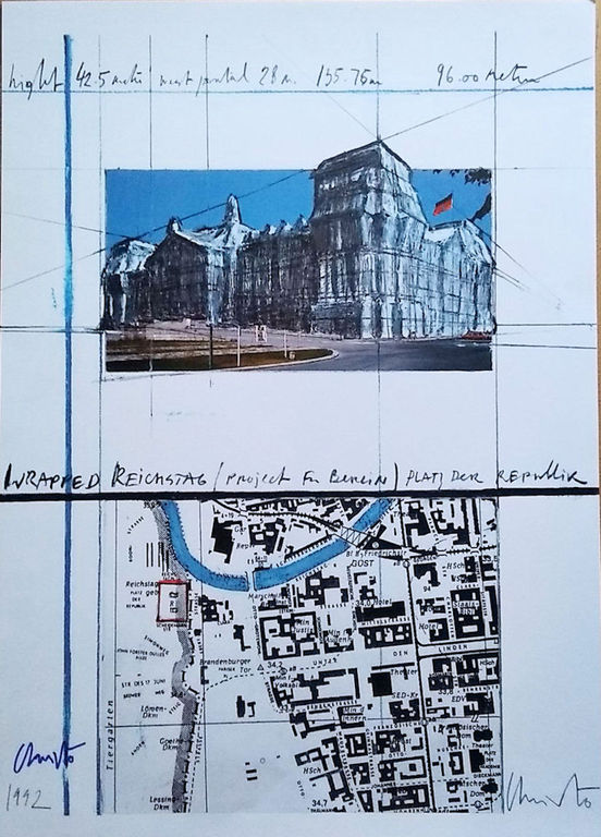 Wrapped Reichstag- offset lithograpy- handgesigneerd verkocht voor € 170!