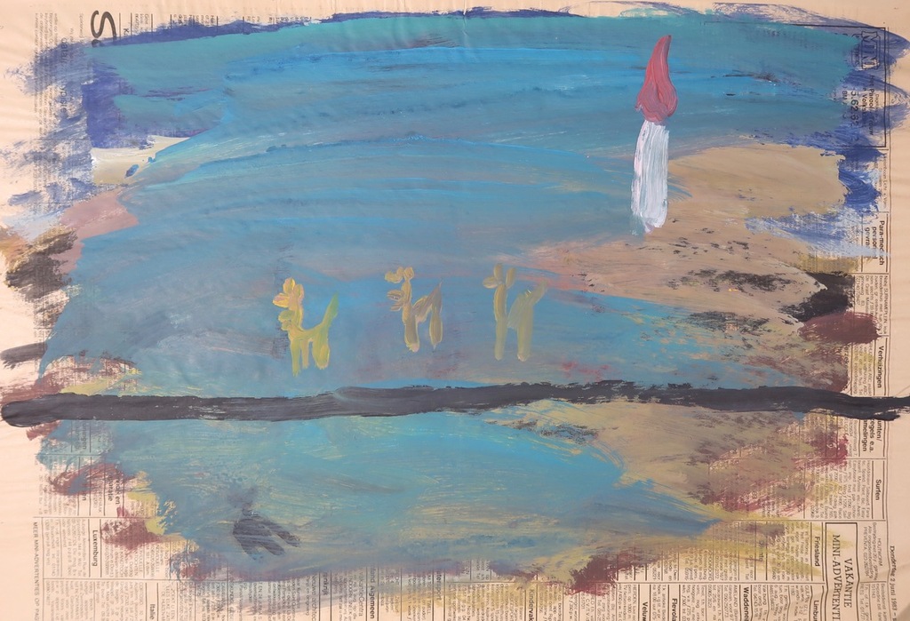 Ruven Levav: Gouache op krantenpapier, Rendieren en kaars kopen? Bied vanaf 1!