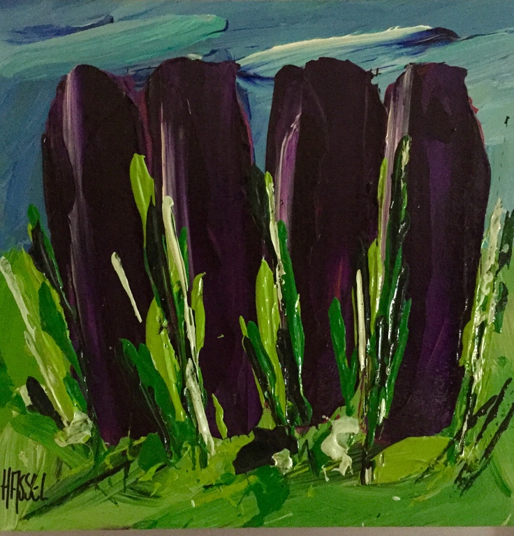AD VAN HASSEL, 'Tulpen Paars' - schilderij: acrylverf op MDF (incl. lijst) kopen? Bied vanaf 1!