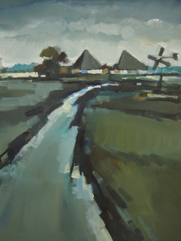 Bob Immink  1930-1989 olieverf "boerderijen in Noord Holland" ca 1970 gesigneerd kopen? Bied vanaf 1!