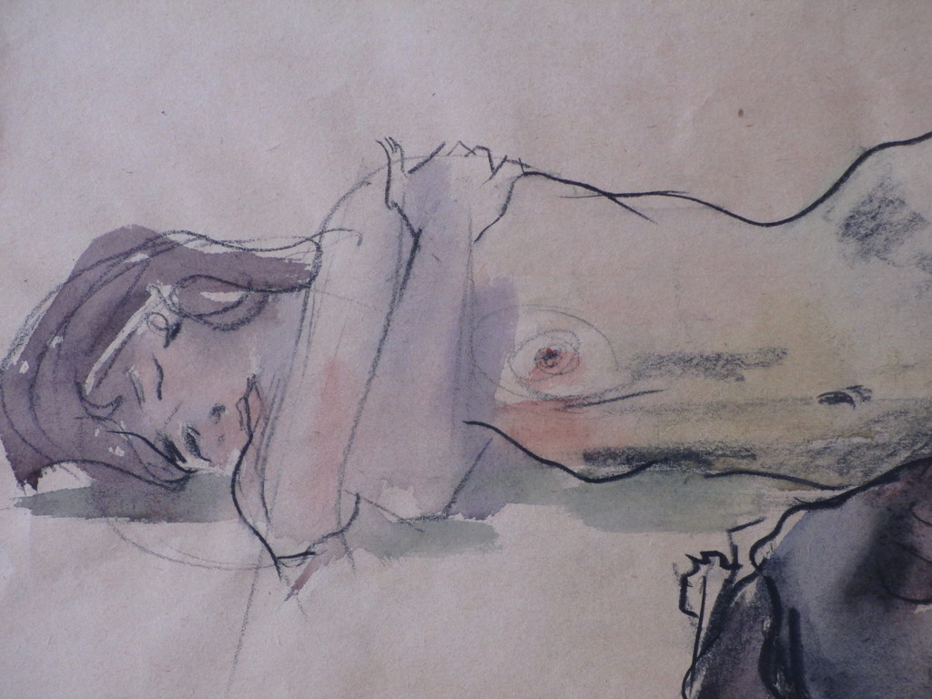 Bob ten Hoope, Slapende vrouw bij hond, Gemengde techniek kopen? Bied vanaf 60!