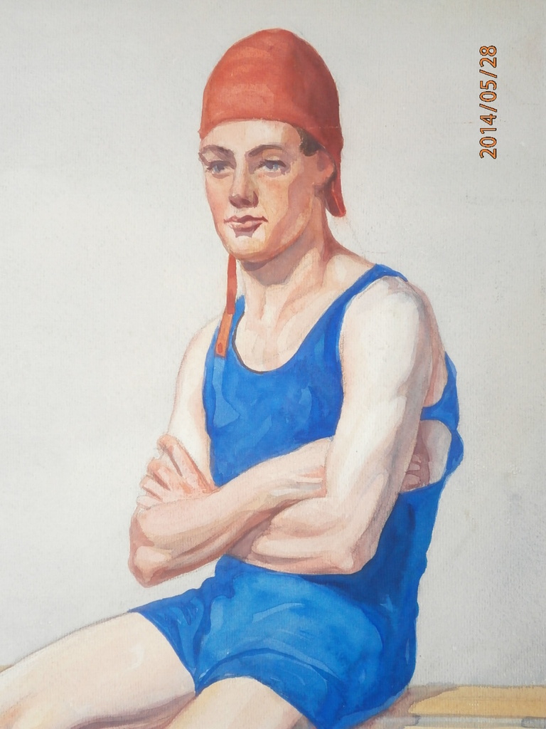 Zwemster - kampioene Marie Braun (1911-1982) aquarel  kopen? Bied vanaf 25!