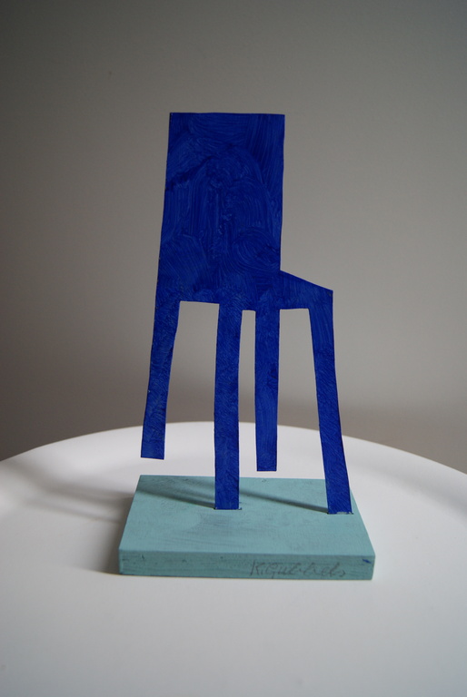 Klaas Gubbels handbeschilderde blauwe stoel - oplage 6 ex. verkocht voor € 450!