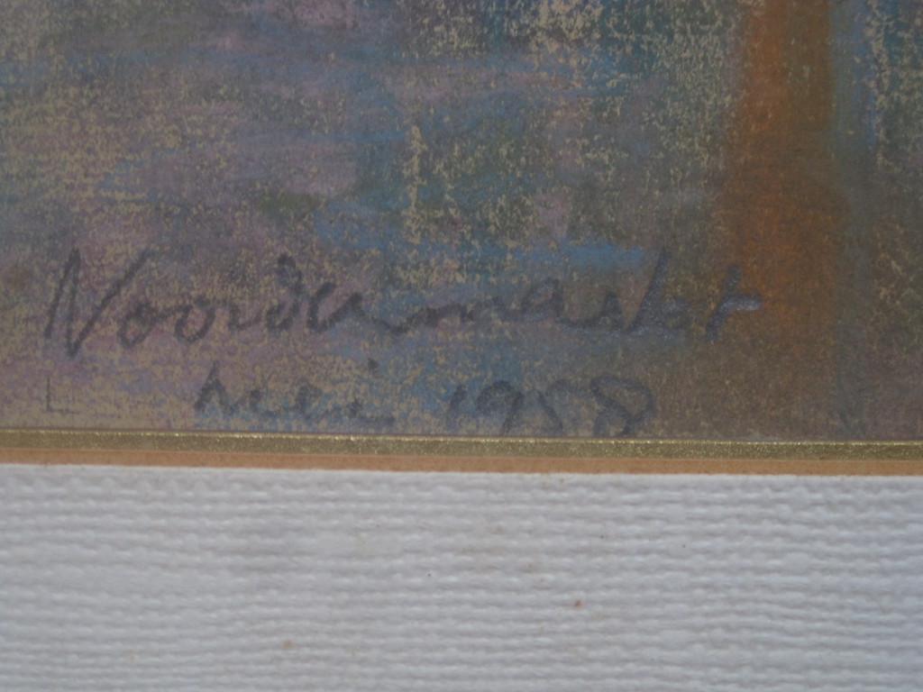 gesign. L.Spronkers  pasteltekening "Amsterdam Noordermarkt 1958" kopen? Bied vanaf 1!
