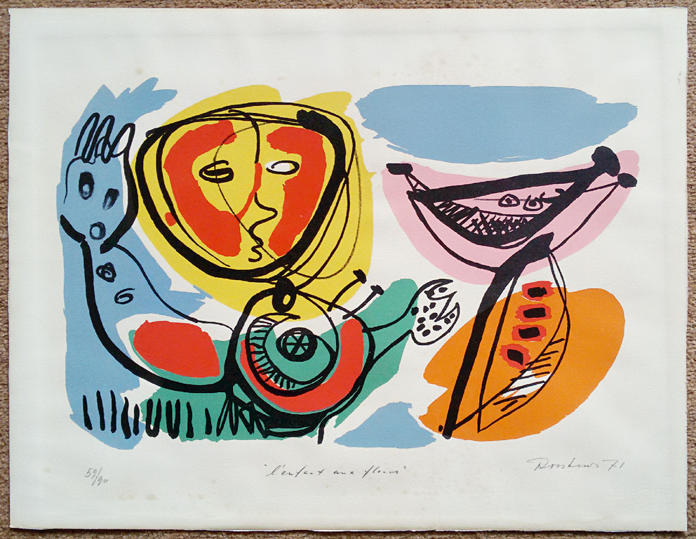 Anton Rooskens - L’enfant aux fleurs, litho kopen? Bied vanaf 175!