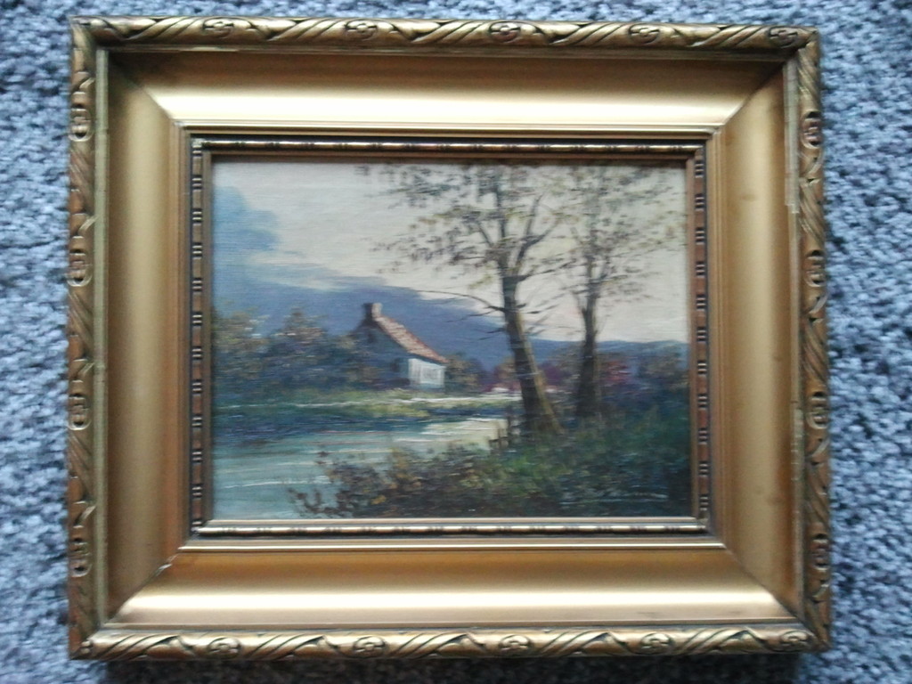 Huis in landschap,Olieverf op doek  kopen? Bied vanaf 37!