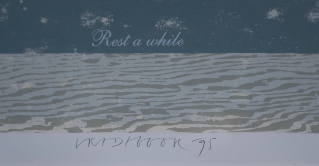 Bert Vredegoor: Zeefdruk, Rest a while -Ingelijst kopen? Bied vanaf 20!