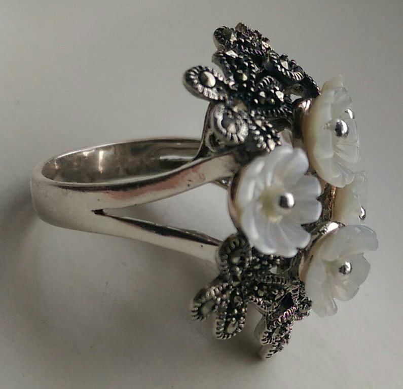 Zilveren ring met zoetwater parel en marcasiet-mt16  kopen? Bied vanaf 11!