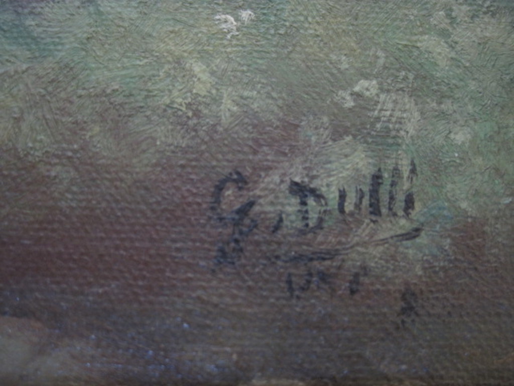 Nieuwe Zakelijkheid olieverf "landschap Limburg met personen G. Dulle 1874-1969 kopen? Bied vanaf 1!