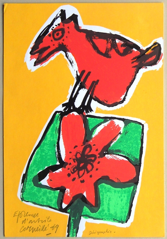 Corneille: vogel en bloem in rood verkocht voor € 80!