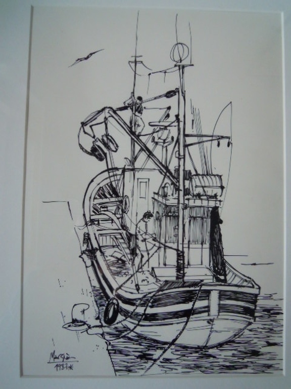 Pentekening JAN G.MARQUE uit 1987 = gesigneerd- 44 X 34 cm kopen? Bied vanaf 12!