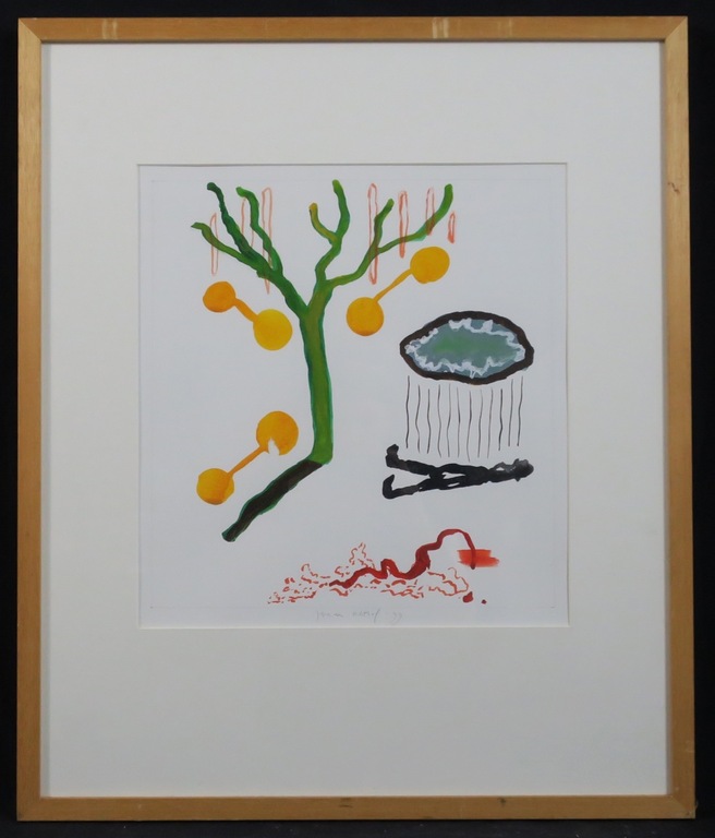 Jeroen Olthof: Gouache, Op mijn lever - Ingelijst verkocht voor € 35!