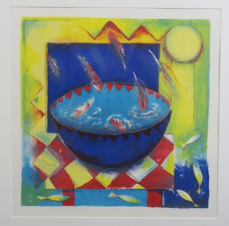 Marianne Aulman: Litho, De val van Icarus II - Ingelijst kopen? Bied vanaf 20!