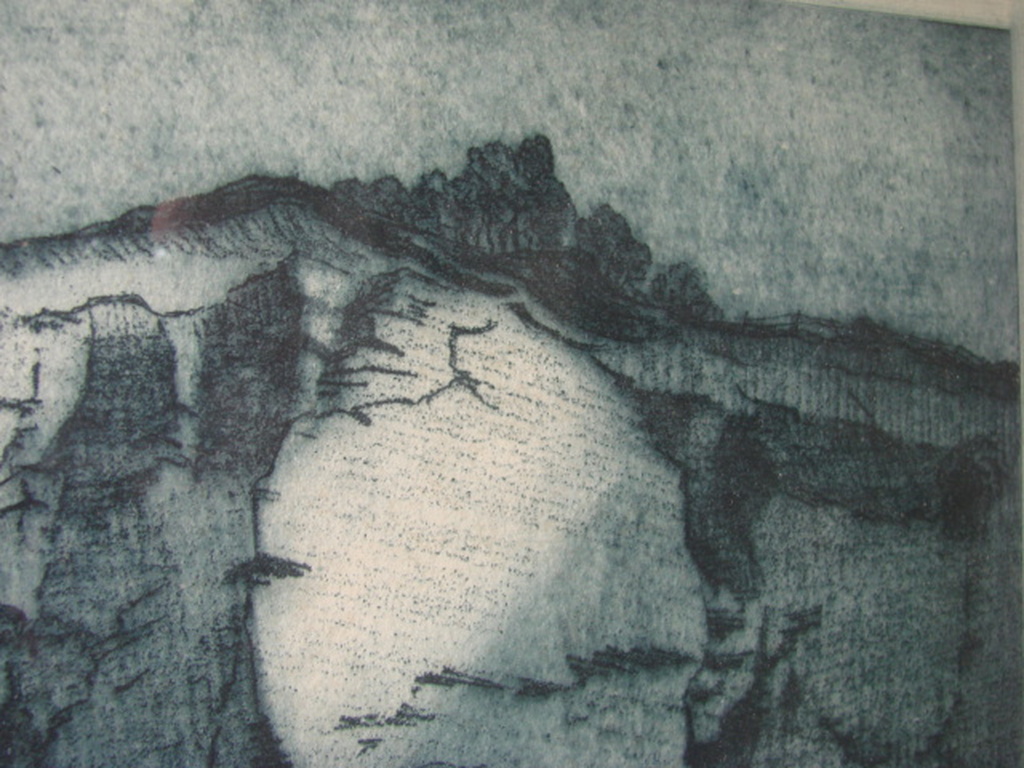 Albert Goethals Donkerblauwe ets:  Quarry Penzance Cornwall kopen? Bied vanaf 40!