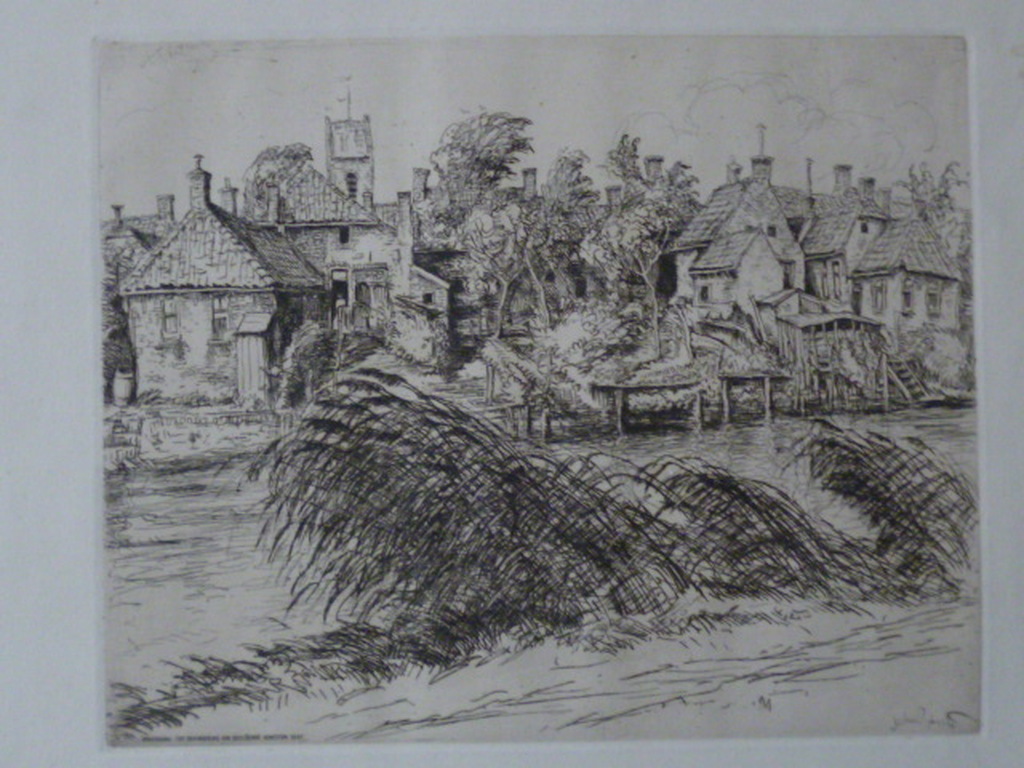 Johan Dijkstra - ets - Gezicht op Obergum kopen? Bied vanaf 35!