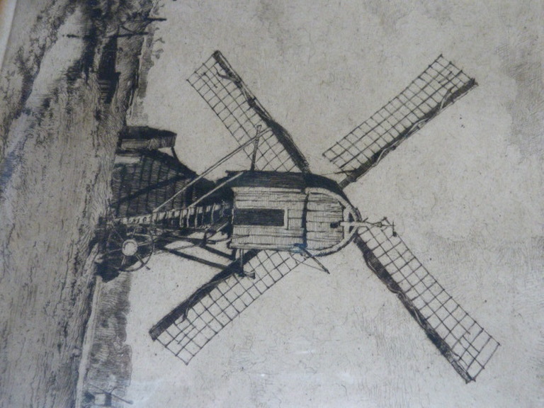 Wipmolen aan het Maredijkje, Leiden  -  ets. kopen? Bied vanaf 45!