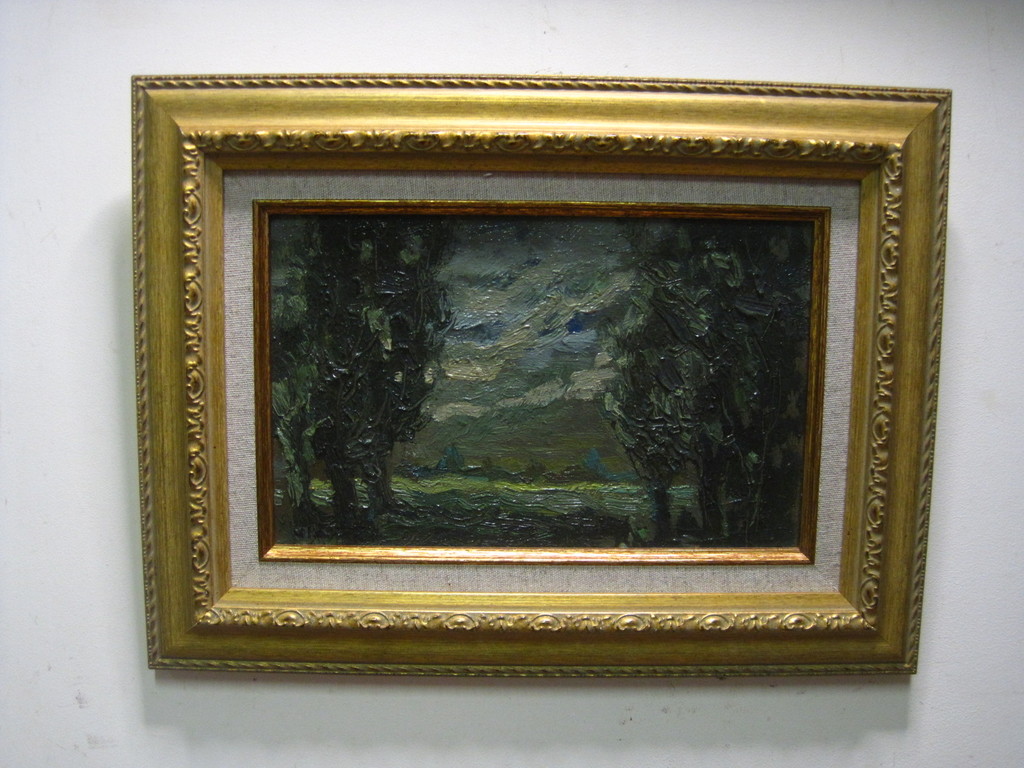 Prachtig ca 1920 impressionistisch olieverf "dorp tussen bomen" ges. H. Kru...r kopen? Bied vanaf 1!