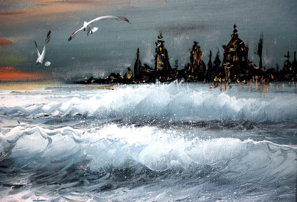 Obekend (20ste eeuw) - Sun set-olieverf op doek kopen? Bied vanaf 35!