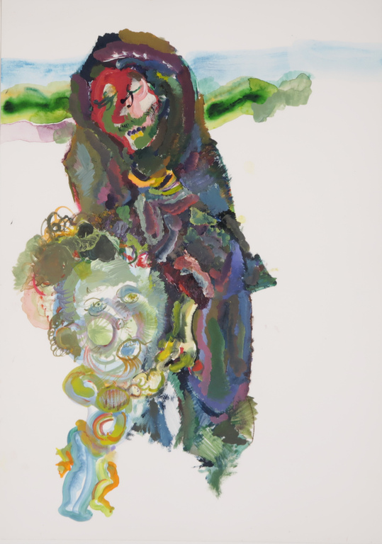 Marijke Mink: Gouache en acryl op papier, Zonder titel verkocht voor € 35!