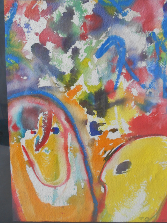 Finn Pedersen origineel schilderij met lijst neo CoBrA verkocht voor € 240!