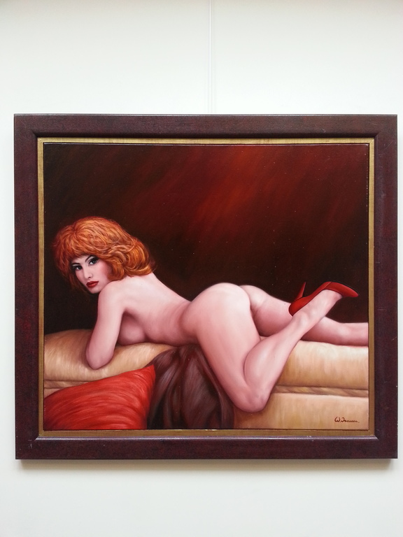 Willem Janssen, Origineel op linnen, Titel: Liggend naakt verkocht voor € 800!