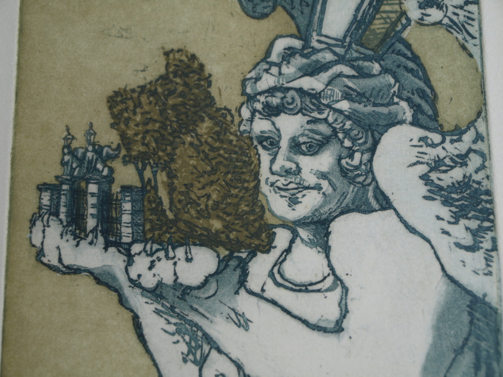 Cees Landsaat: Ets en aquatint , Sfinxen Wertheimpark – Ingelijst – 1982 - 6/70  kopen? Bied vanaf 1!