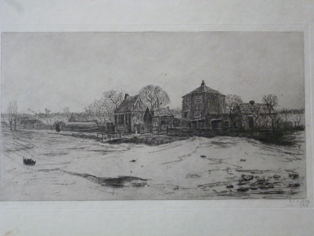 H.L. de Hoog - ets - Afgeknotte molen Kralingen verkocht voor € 35!