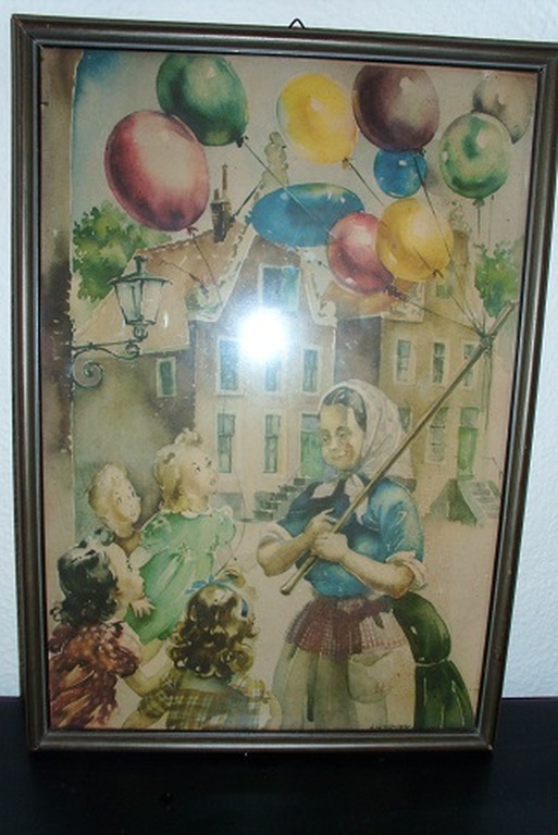 A. Kermer, Aquarel, Ballonnenverkoopster kopen? Bied vanaf 20!
