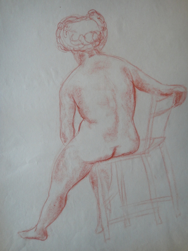 toegeschreven aan Dirk Smorenberg, roodkrijttekening, (ruggelings) naakt II kopen? Bied vanaf 1!