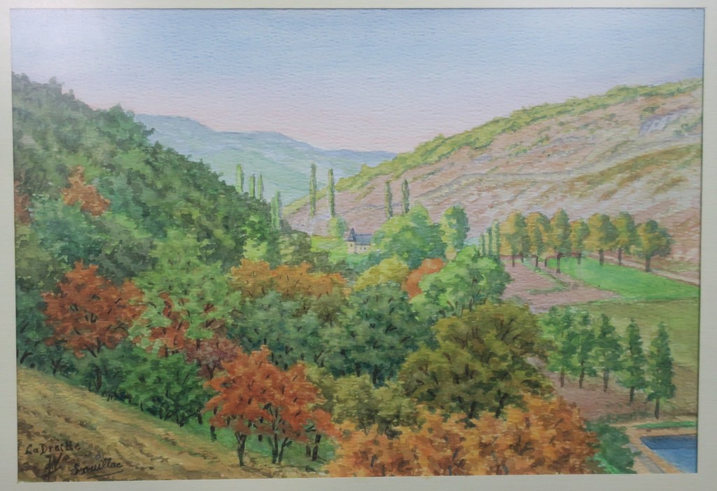 Jan Ph.A. de Vries: 2x Aquarel, Stadsgezicht en Souillac -  Ingelijst kopen? Bied vanaf 1!