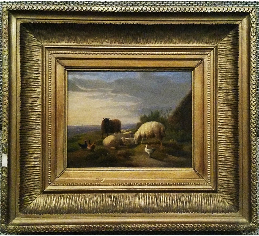 Franz van Severdonck, Schapen en kippen in weids landschap, olieverf op paneel kopen? Bied vanaf 595!