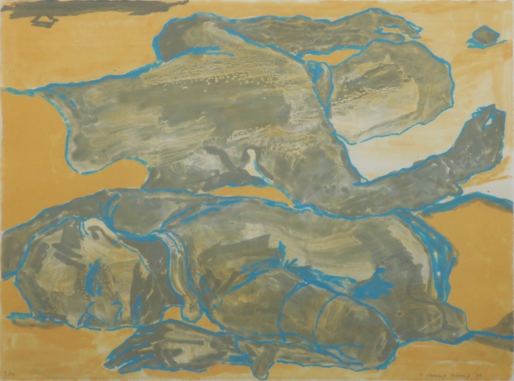 Koen Ebeling Koning: Litho, Zonder titel (goudkleur) - Ingelijst kopen? Bied vanaf 1!