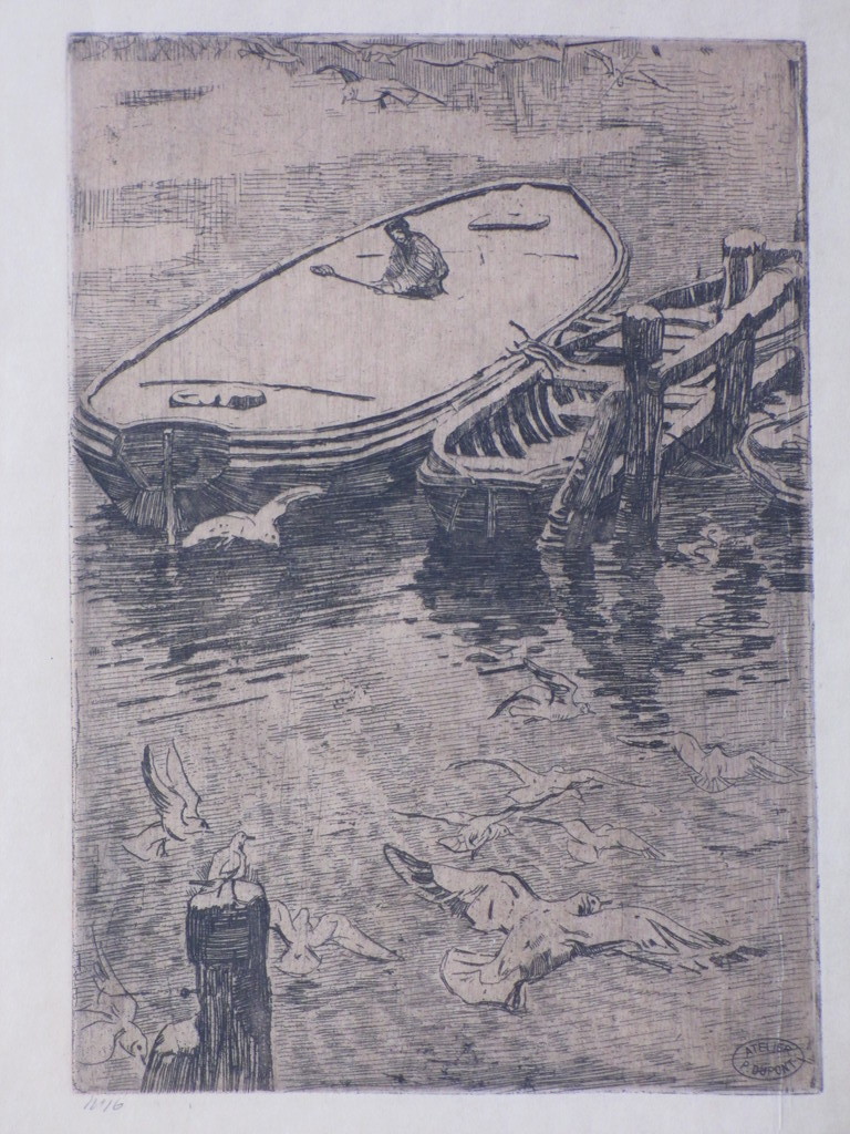 Pieter Dupont, Schuiten in de Winter, Ets op zink verkocht voor € 75!