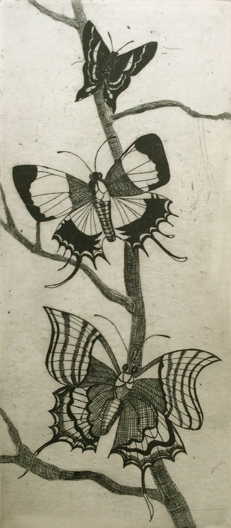 Onbekende kunstenaar - ets met drie vlinders, 1e helft 20e eeuw kopen? Bied vanaf 1!