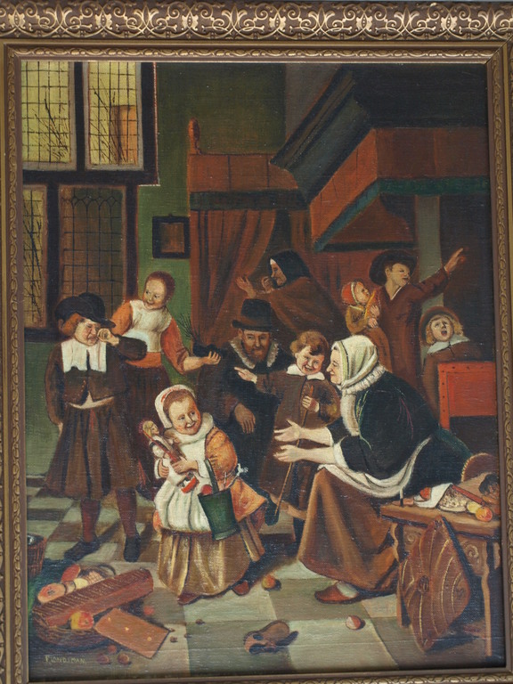 Fred Landsman : Olieverf op doek – Feest – ingelijst – 52 x 42 cm. kopen? Bied vanaf 1!