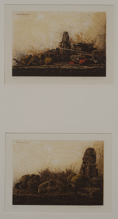 Simon Koene: 2x Ets, Egyptisch landschap - Ingelijst kopen? Bied vanaf 20!