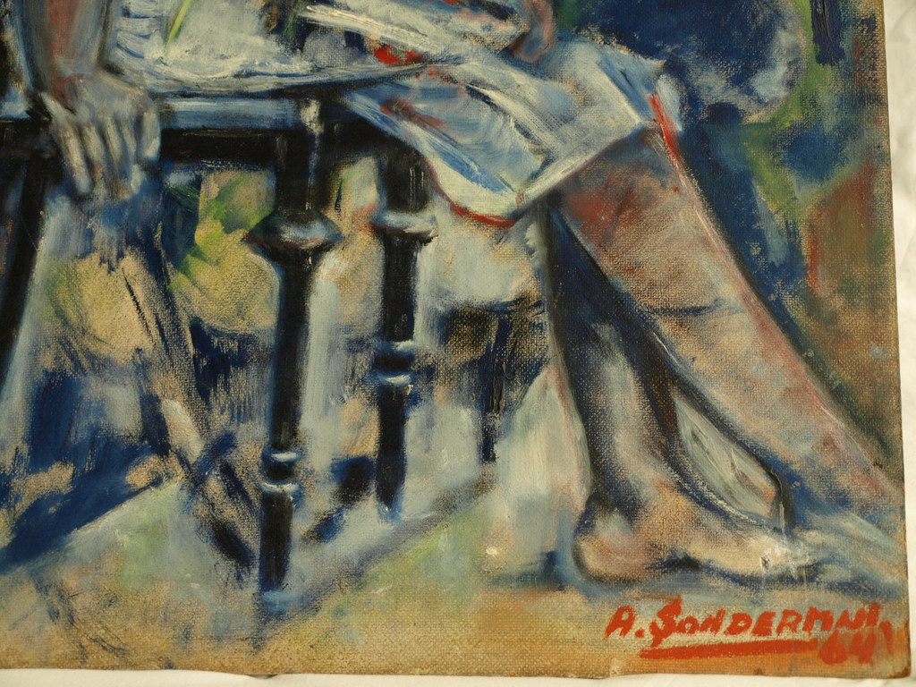 Arnold Sonderman : Olieverf op board – Vrouw op stoel – gesigneerd – 1964 kopen? Bied vanaf 50!