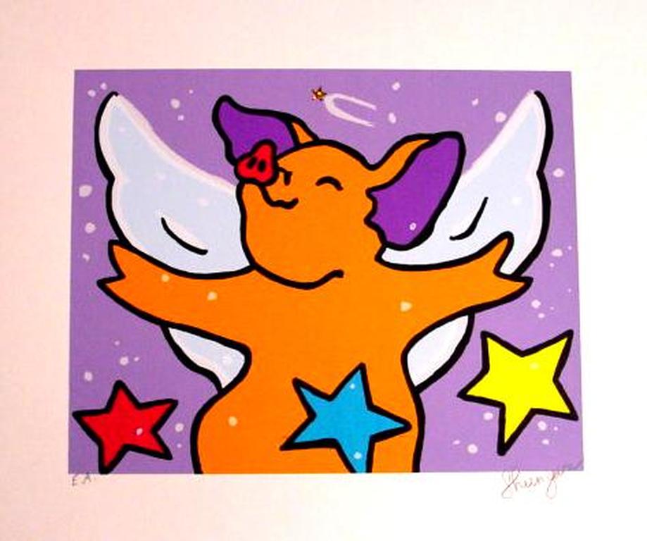 Buy SHUNYAM, grote, handgesigneerde en gelimiteerde zeefdruk 'Angel'? Bid from 1!